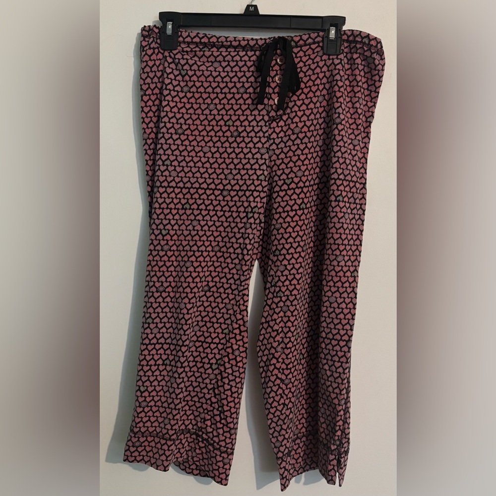 Soma Vintage PJs Womens Pink Black Capri Pajama Bottoms Sz Small Soft Comfy